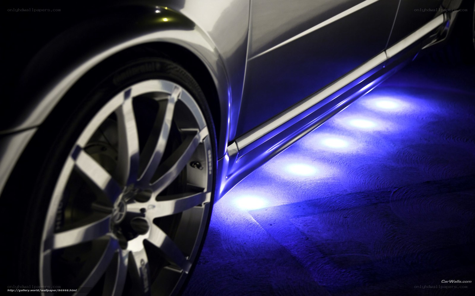 car with blue underglow