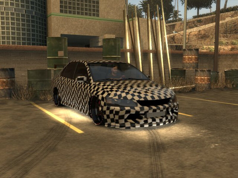 Car with Checkered Wrap