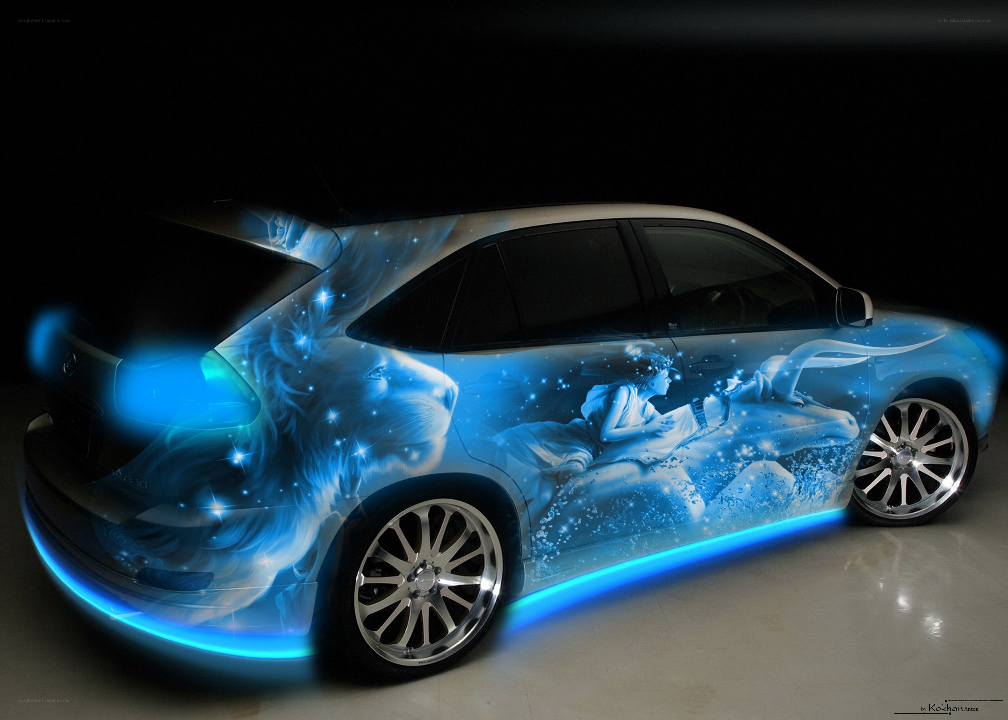 car with fantasy artwork