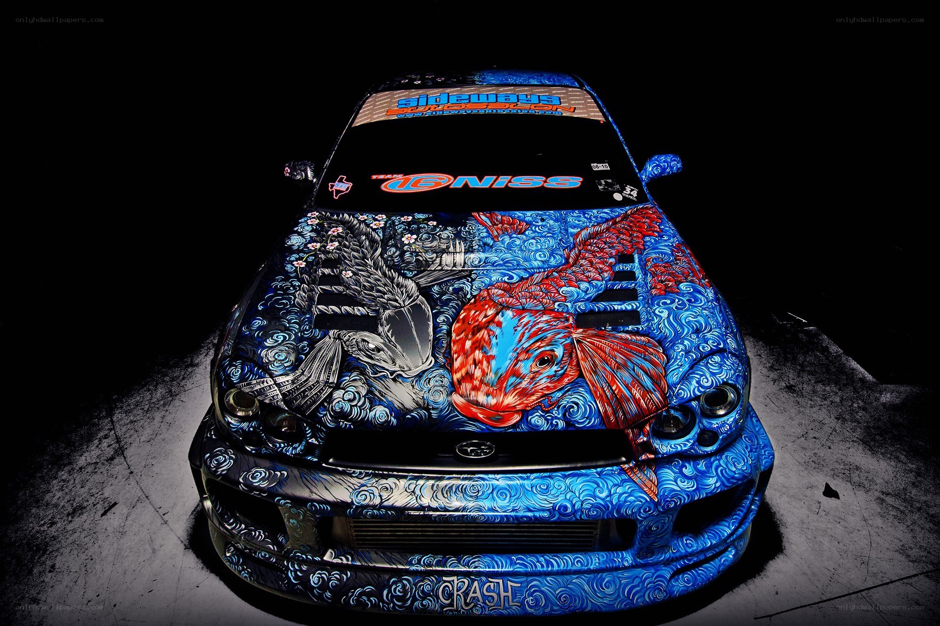 car with fish art