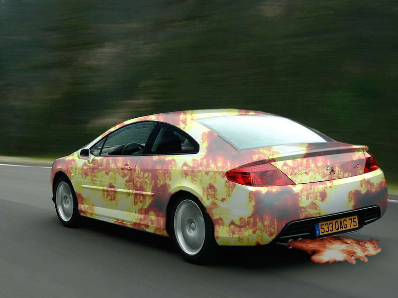 car with flame design