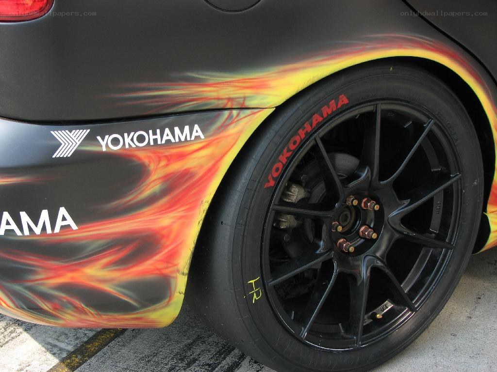 car with flame design
