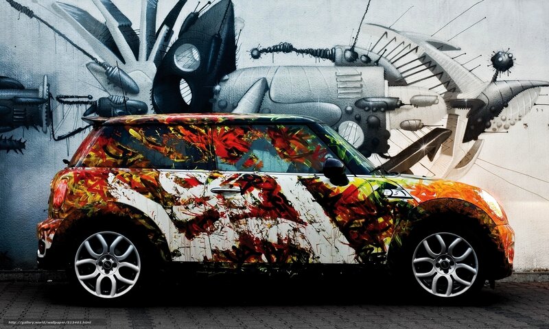 Car with graffiti art