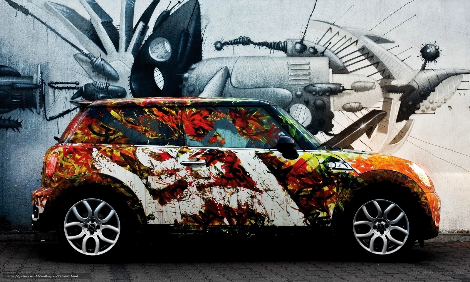Car with graffiti art