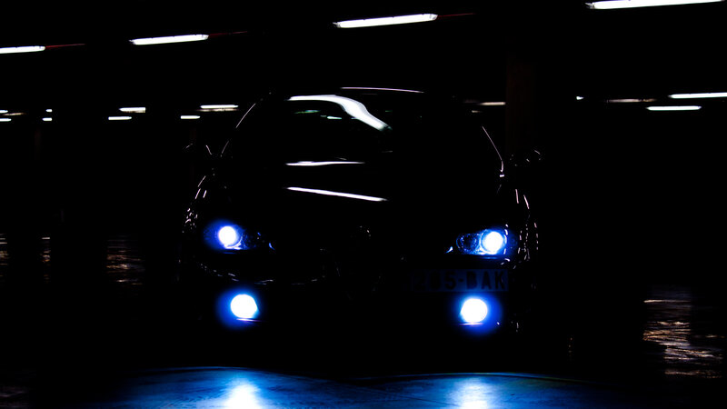 Car with Headlights On