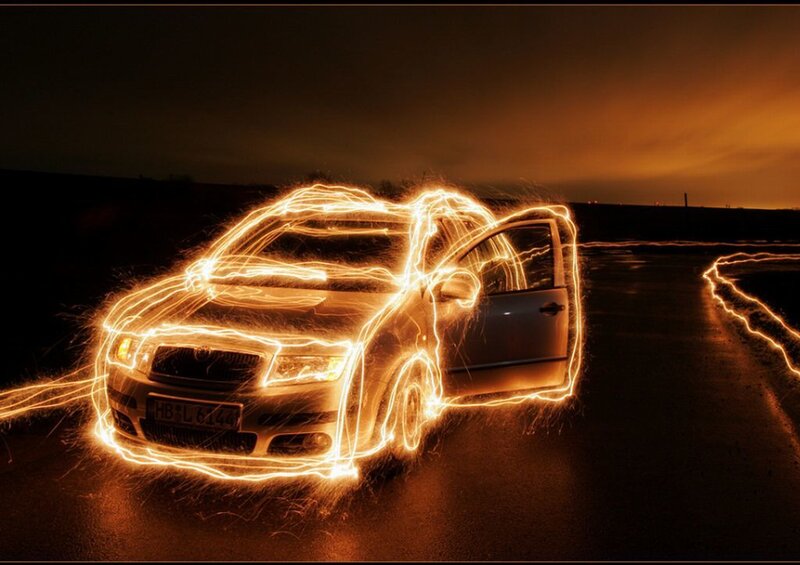Car with Light Trails