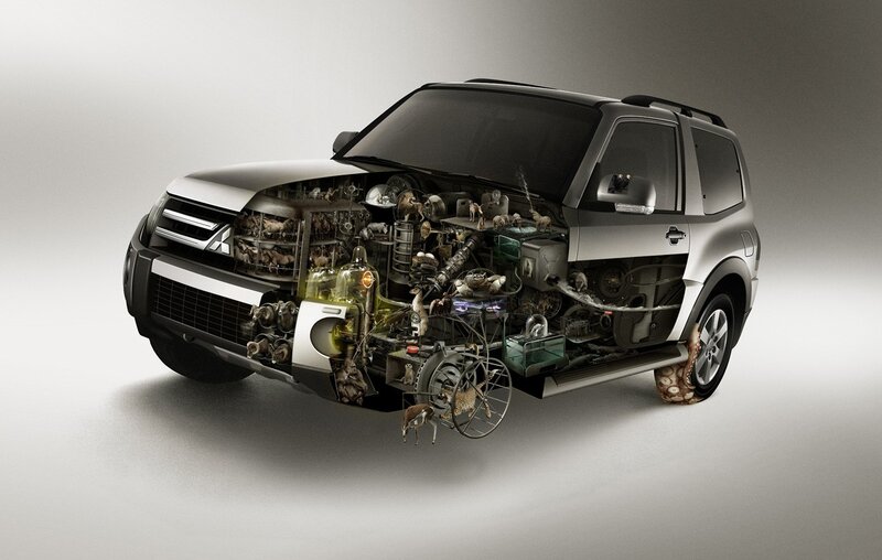 Car with mechanical animals
