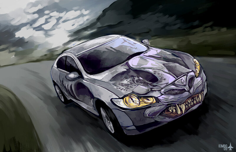 Car with Monster Face
