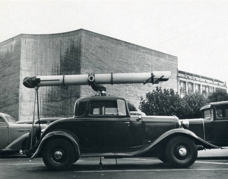 Car with mounted telescope