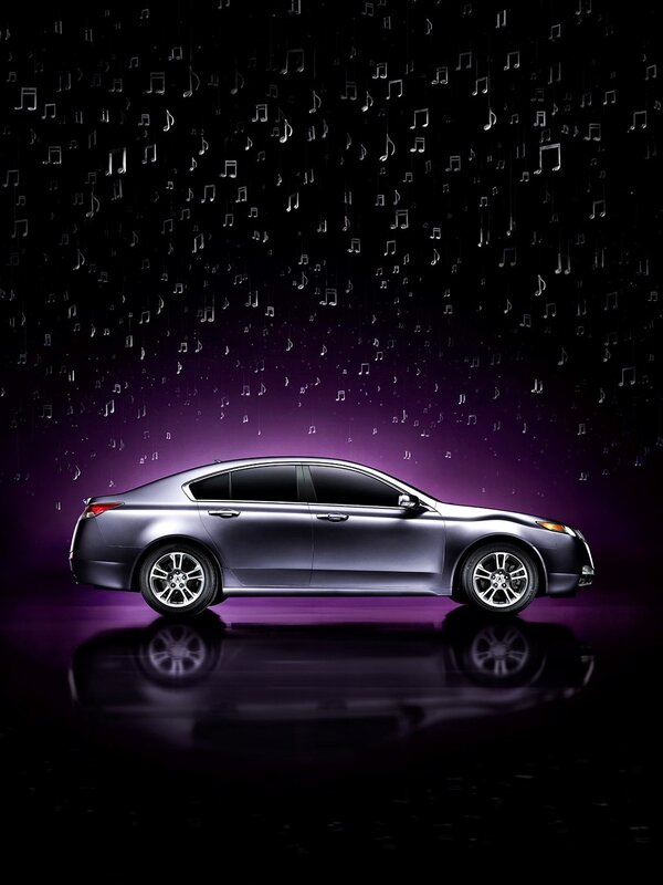 Car with musical notes falling