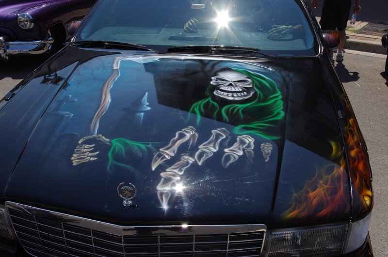 Car with Painted Grim Reaper