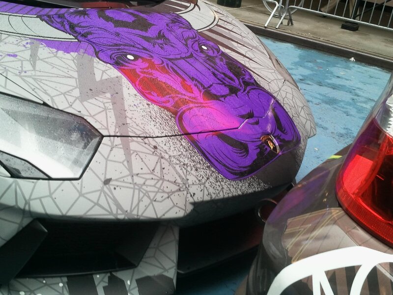 car with purple snake design