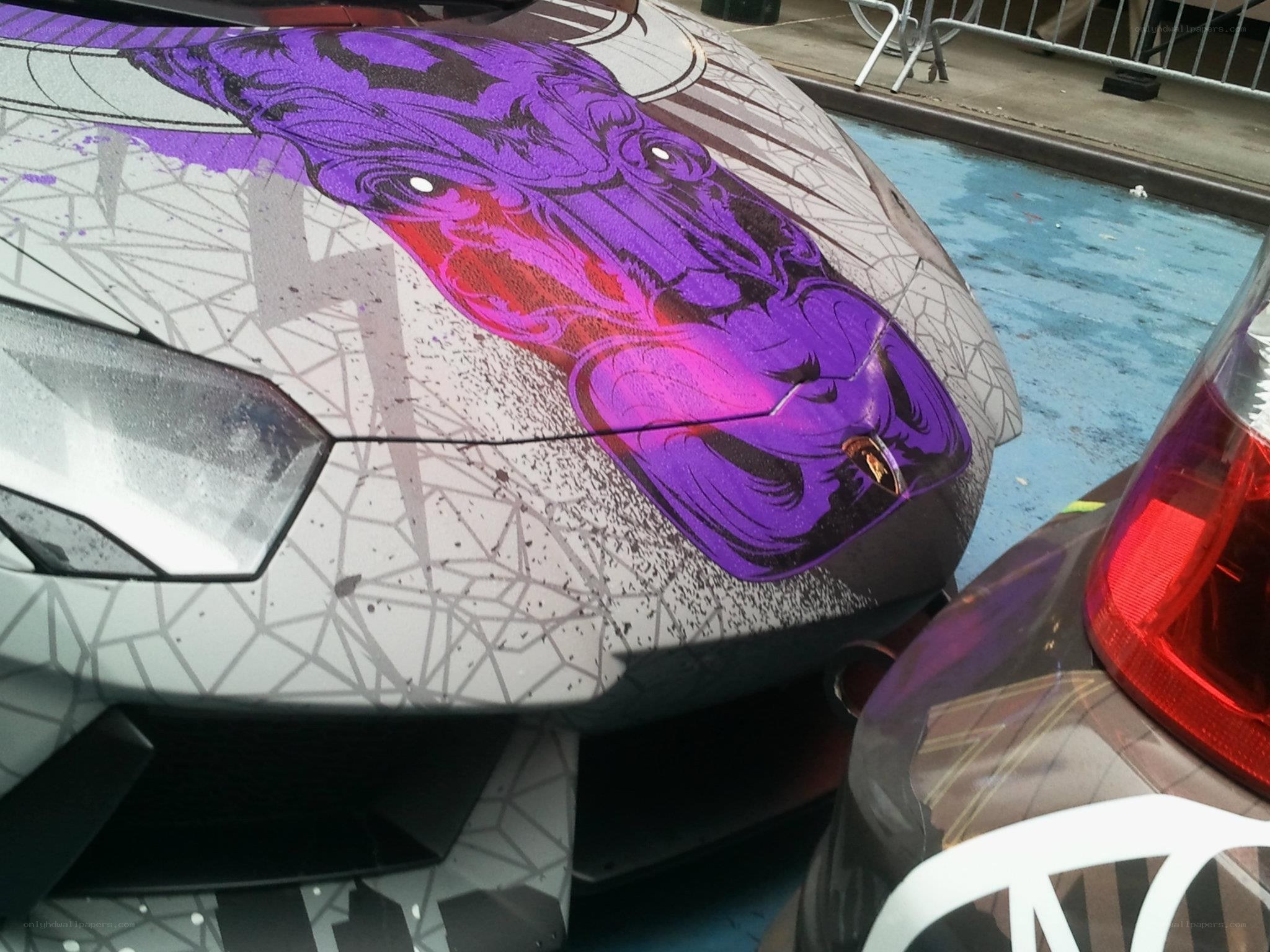 car with purple snake design