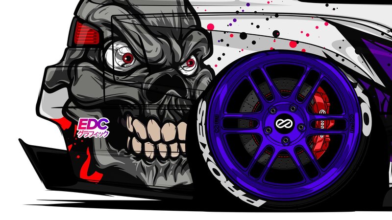 Car with Skull Design
