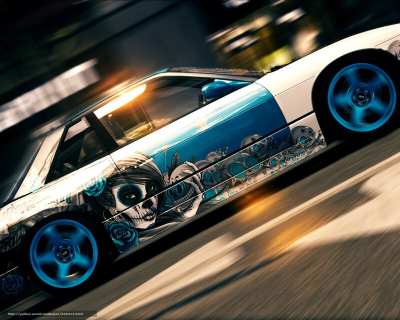 car with sugar skull design