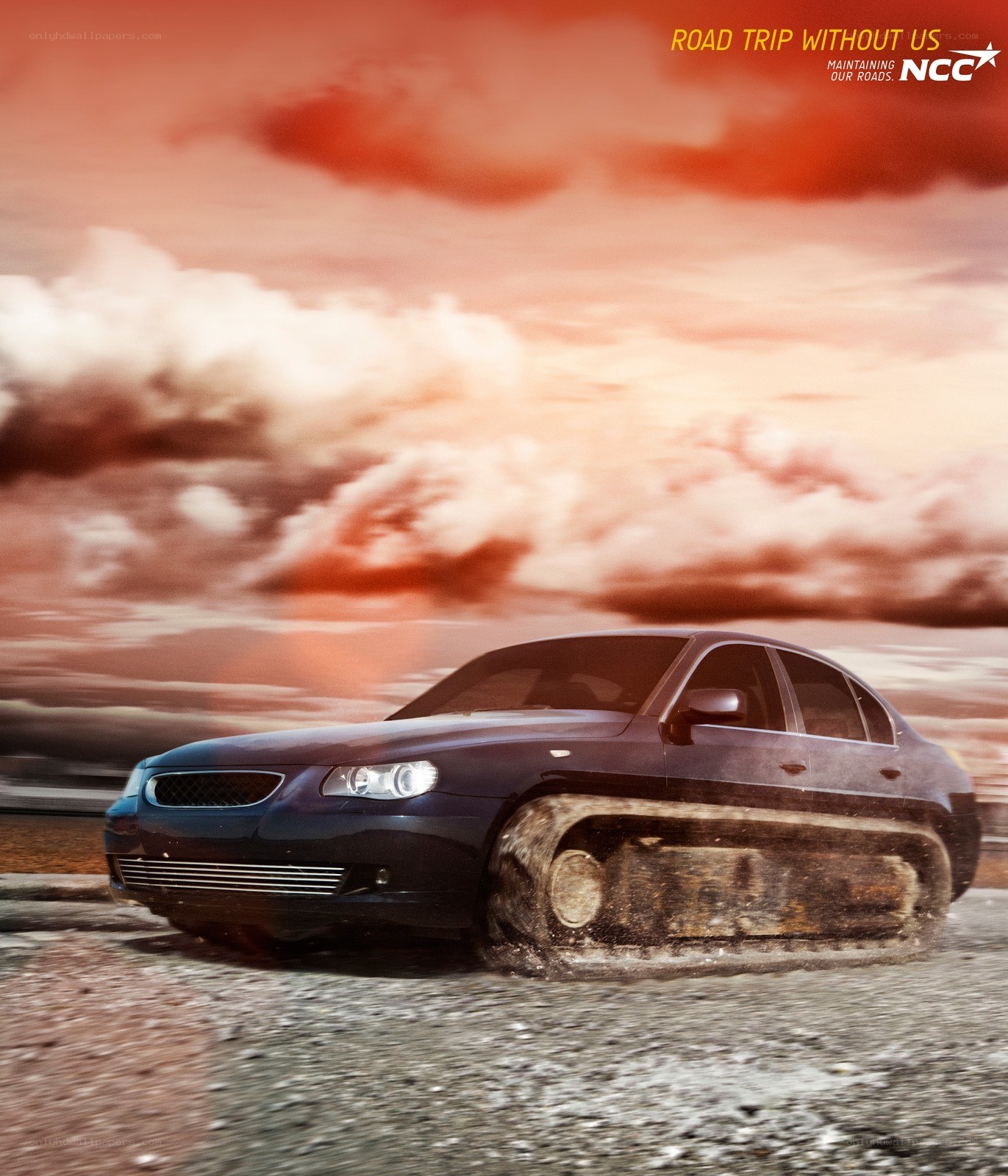 car with tank treads