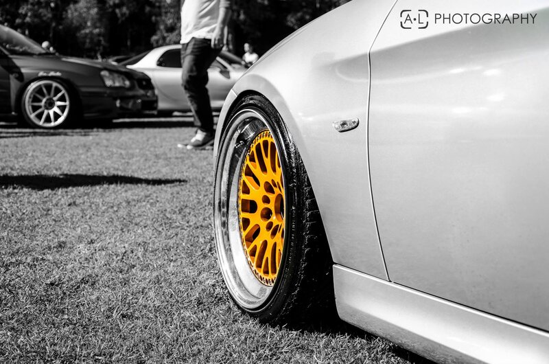 Car with yellow wheels