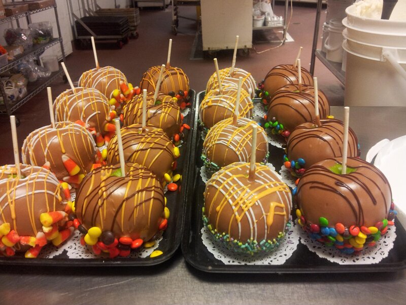 Caramel Apples on Trays