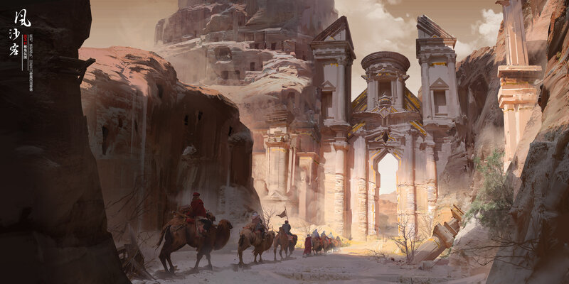 Caravan in Desert Ruins — Brown