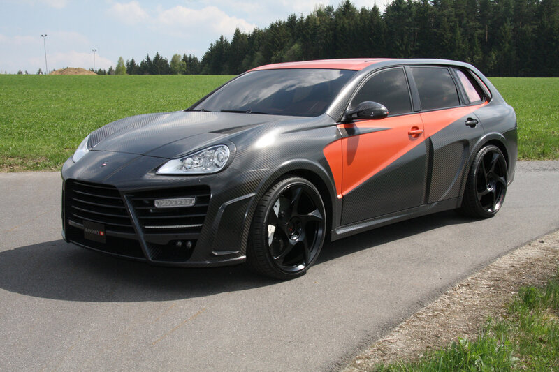 Carbon fiber car with orange accents