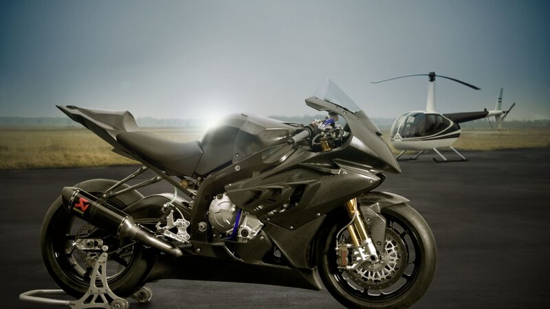 carbon fiber motorcycle with helicopter