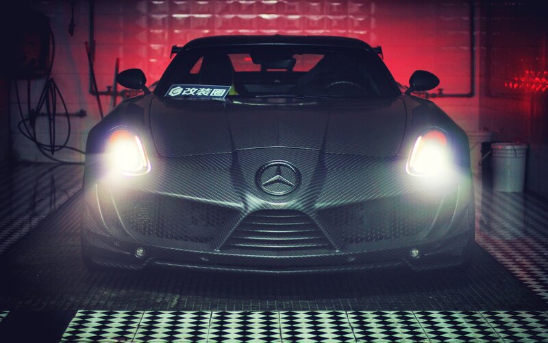 Carbon-fiber Sports Car — Black, Dramatic, Night, Photograph