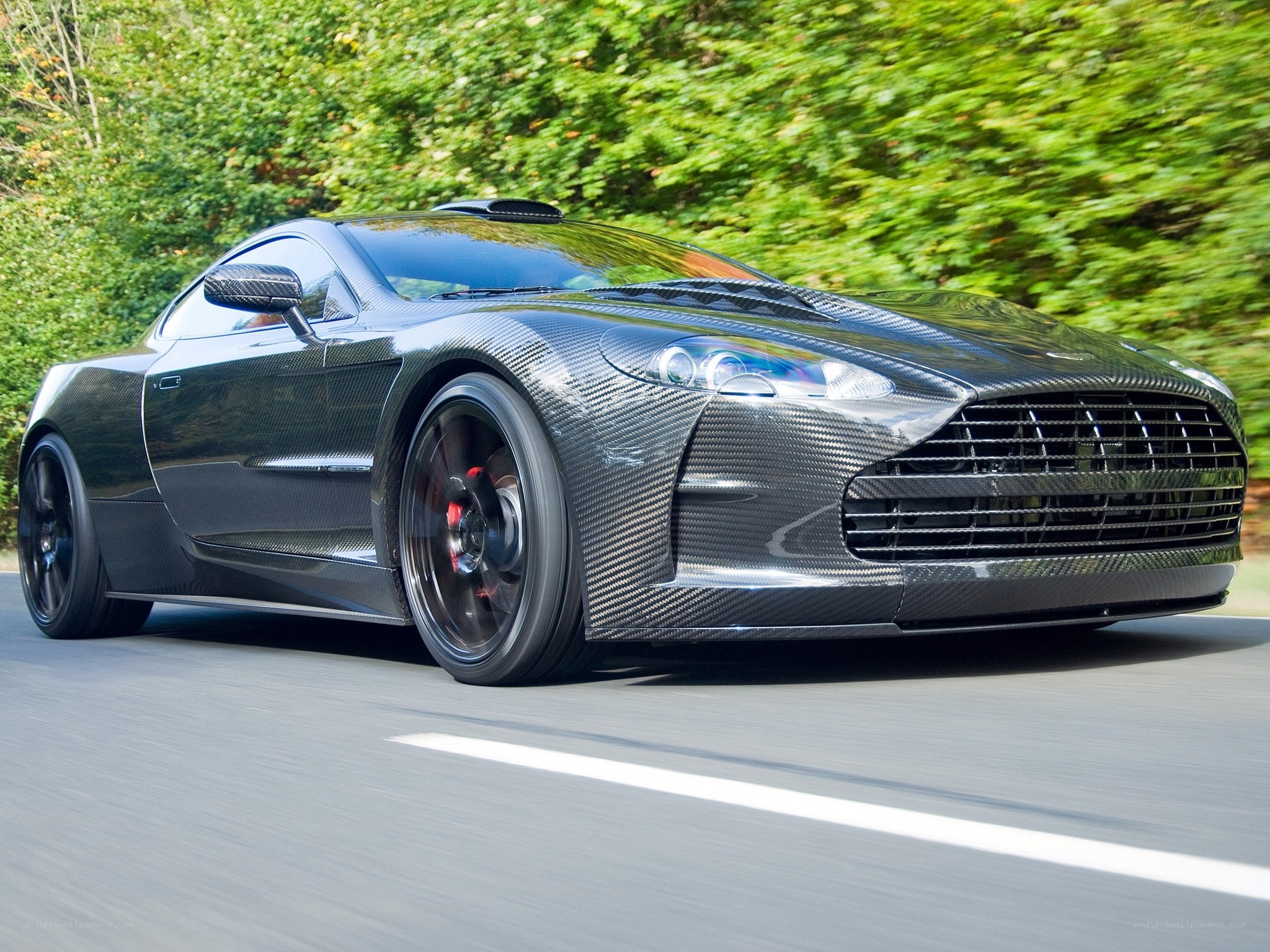 carbon fiber sports car in motion