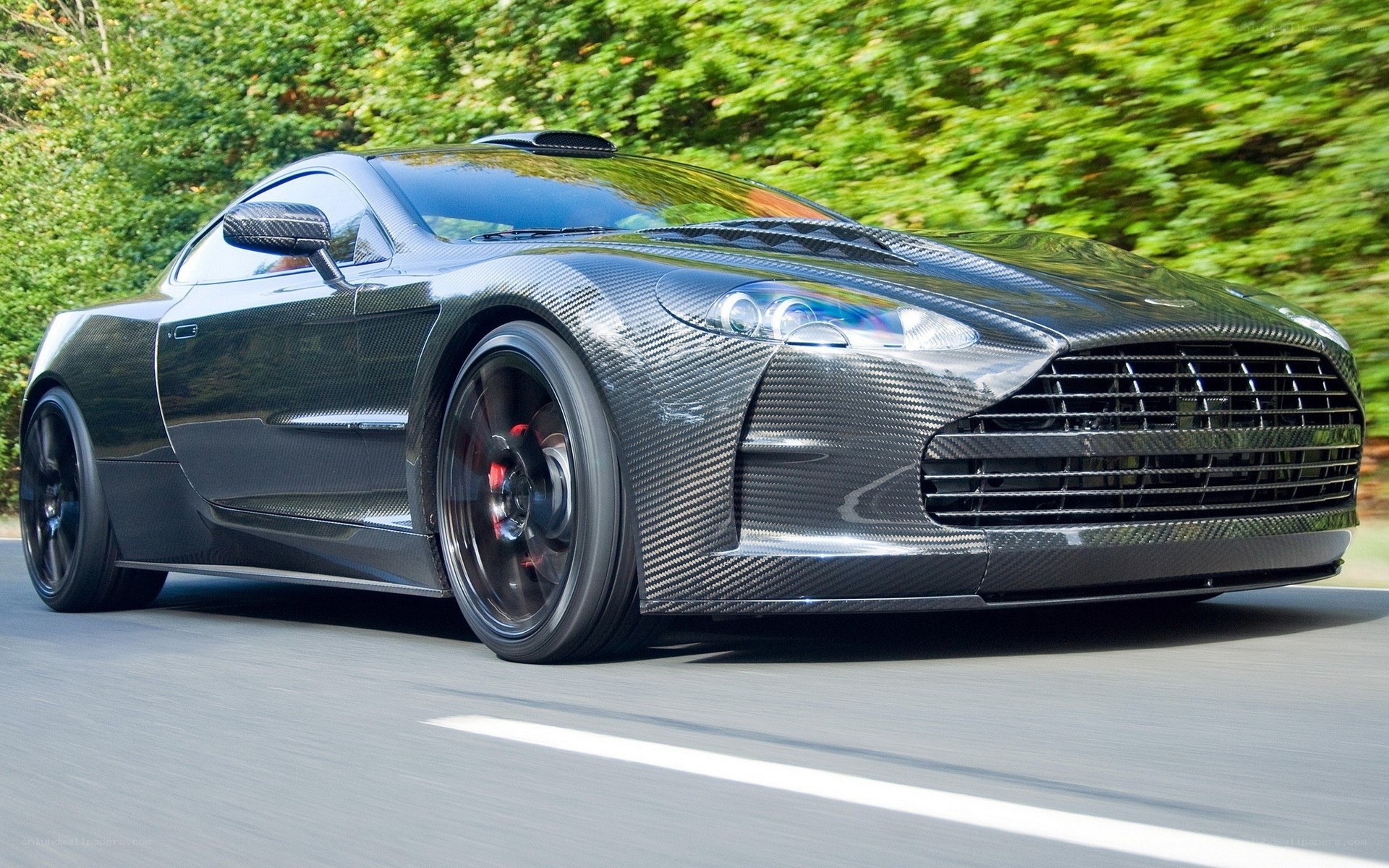 carbon fiber sports car in motion