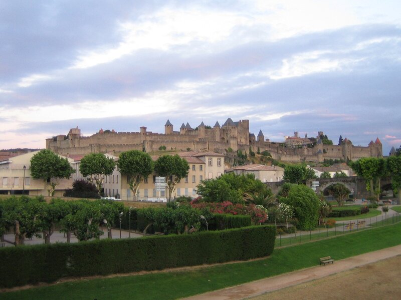 Carcassonne fortress at dusk