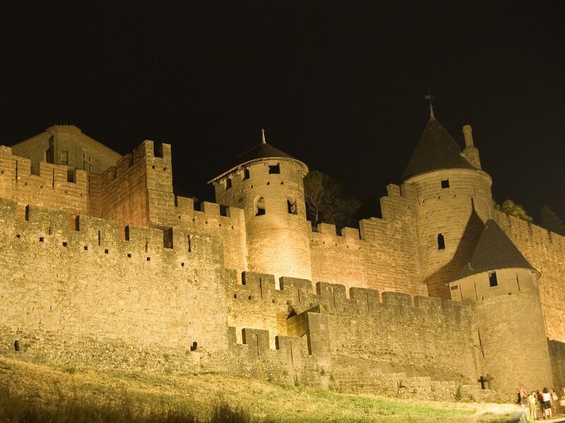 Carcassonne fortress at night