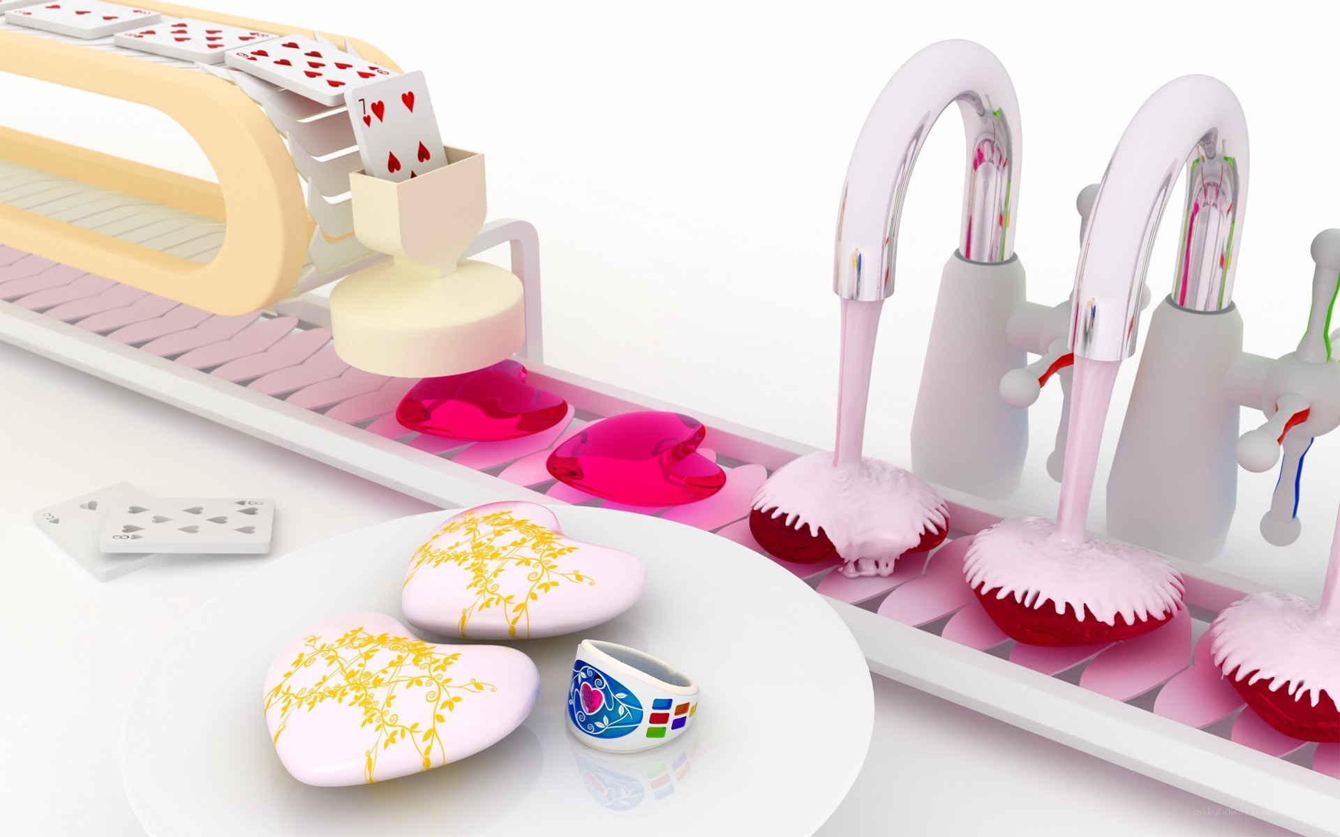 Card factory making heart-shaped items