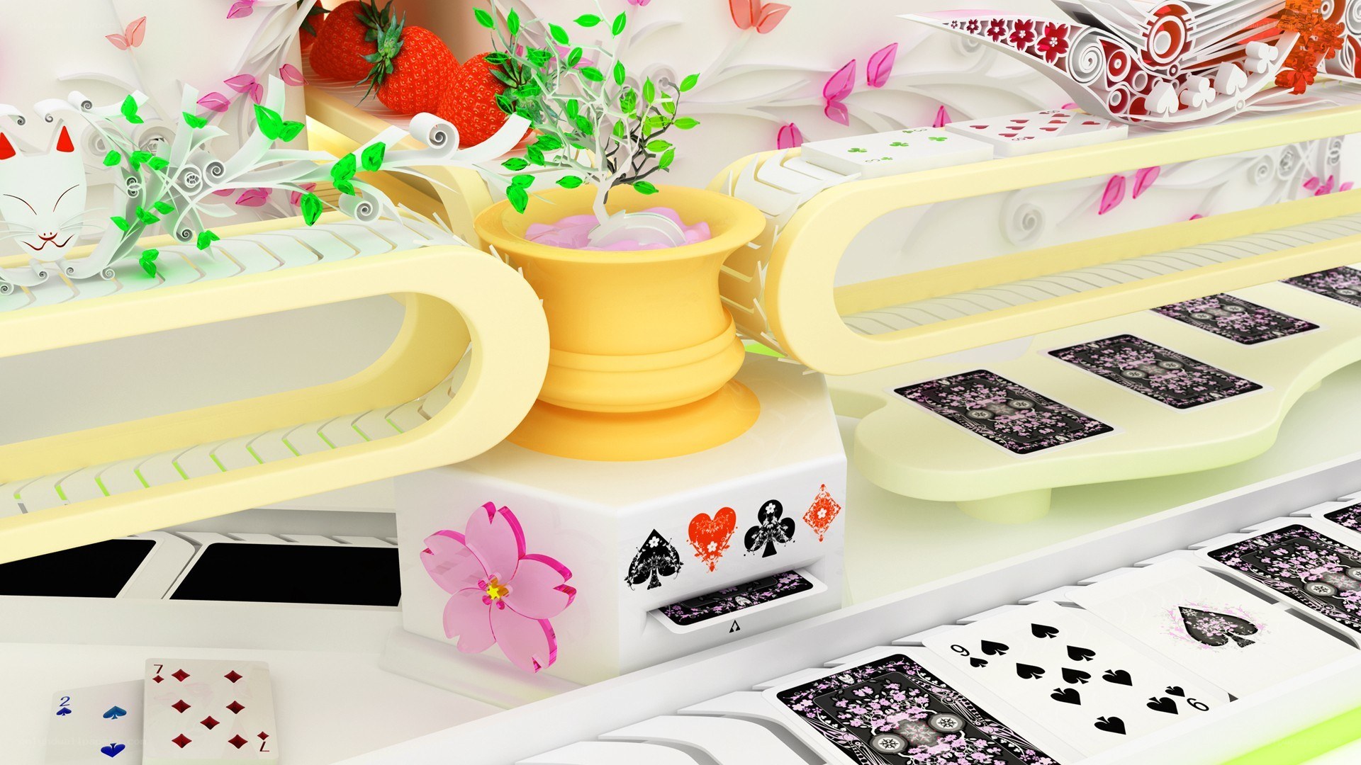 card game with floral decorations
