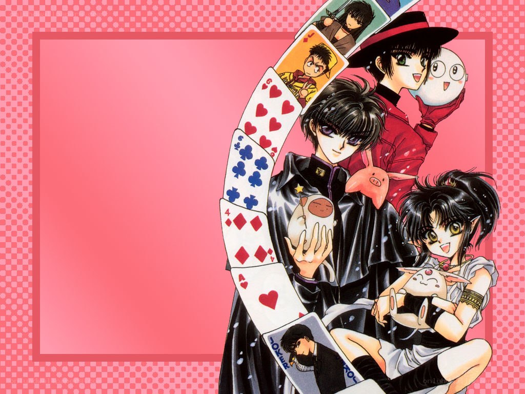 Card-themed anime character collage