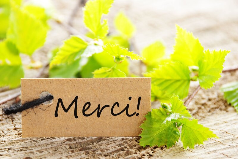 Card with 'Merci!' Text
