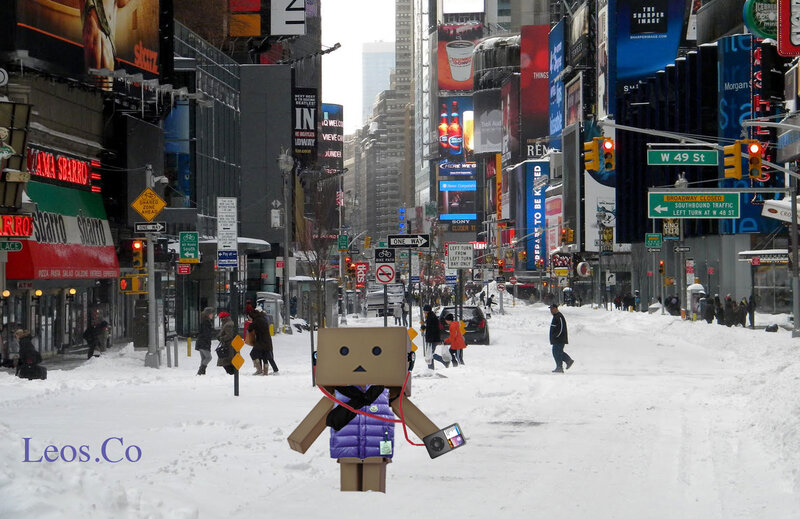 Cardboard Box Character in Snow