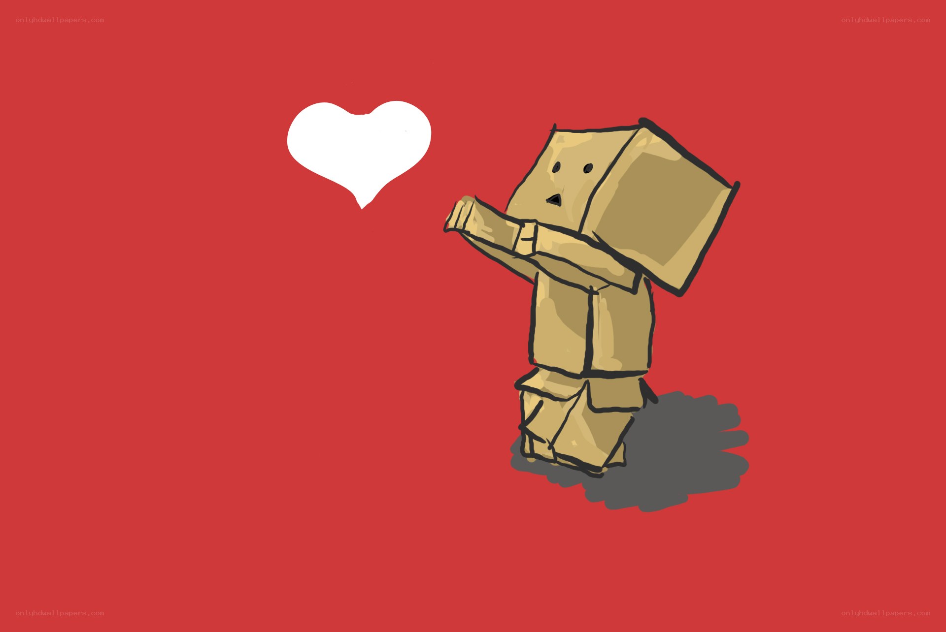 cardboard box character with heart