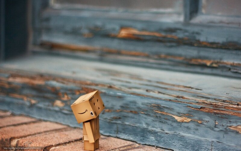Cardboard Box Figure — Brown, Melancholic, Photograph, Steps