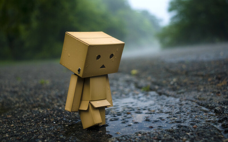 Cardboard Box Figure — Brown, Melancholic