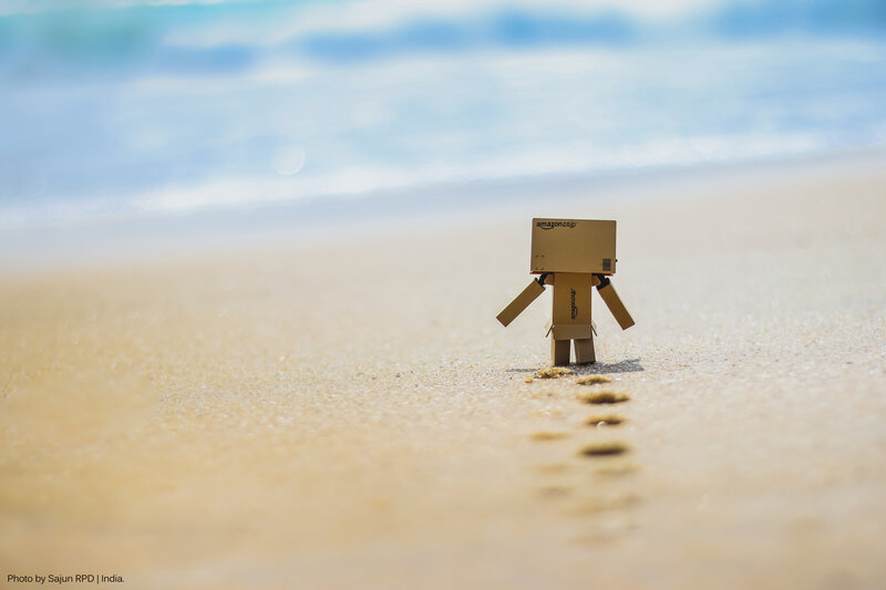 Cardboard Box Figure — Brown, Serene, Afternoon