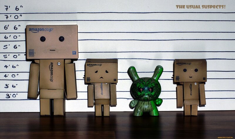 Cardboard Box Figures — Brown, Humorous