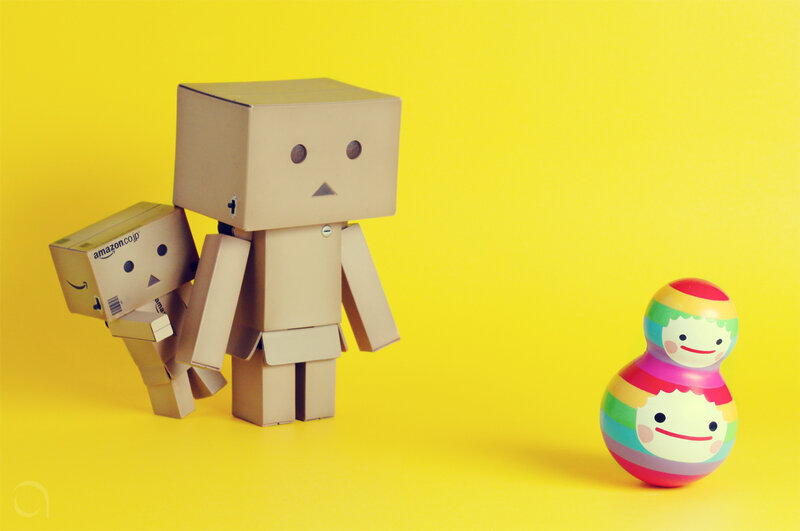 Cardboard Box Figures — Yellow, Playful