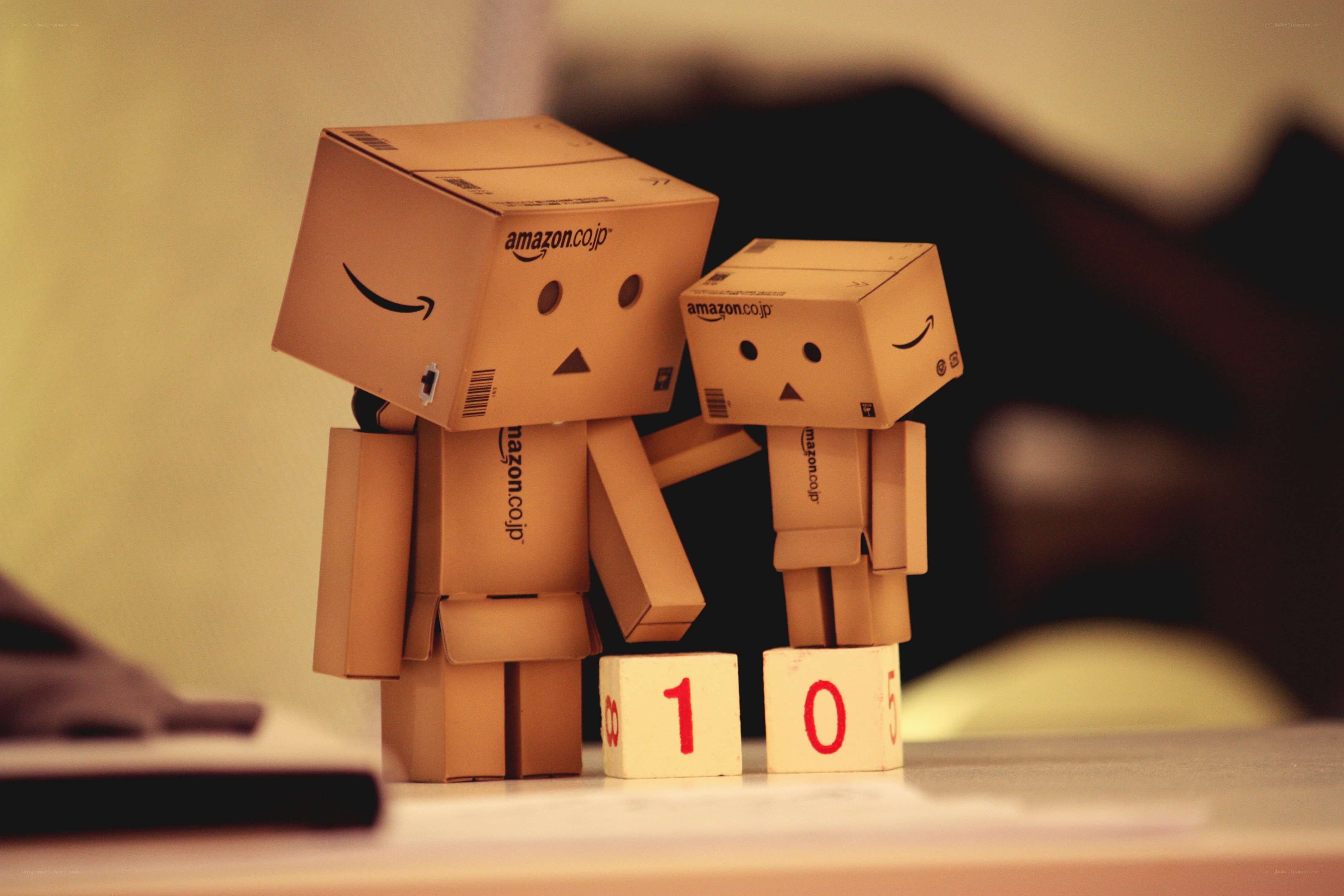 Cardboard box robots together