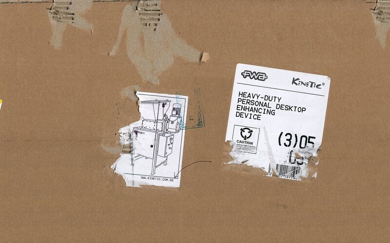 cardboard box with labels