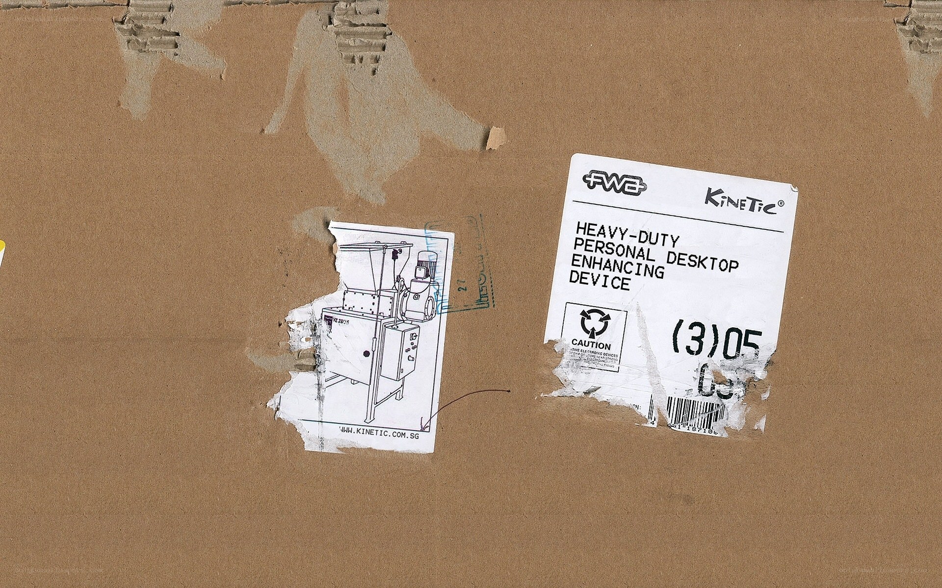 cardboard box with labels