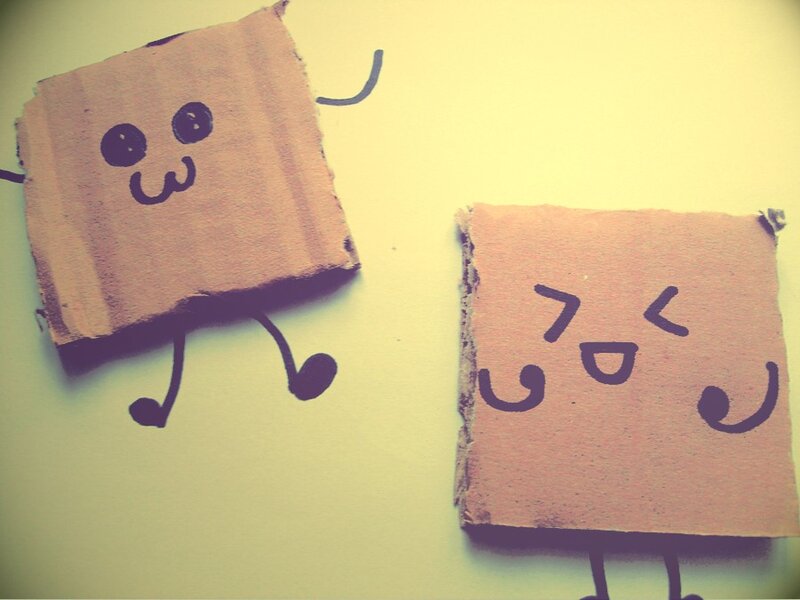 Cardboard characters with faces