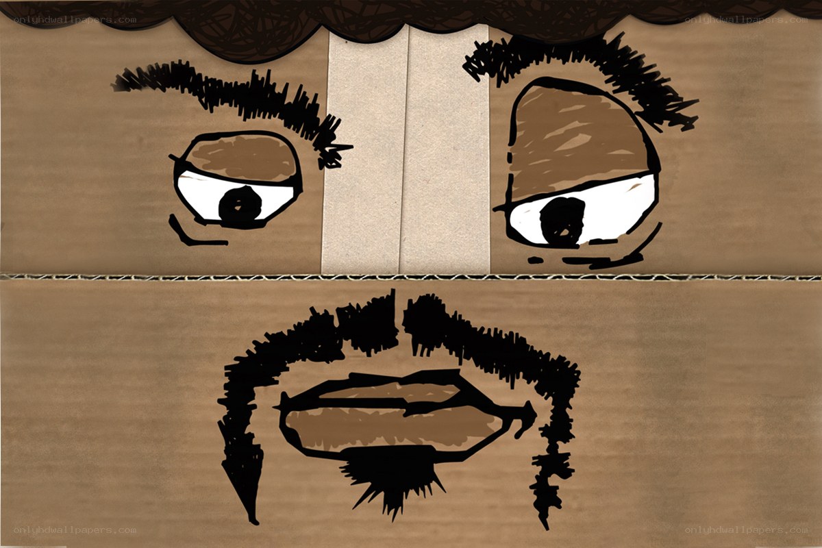 cardboard face drawing