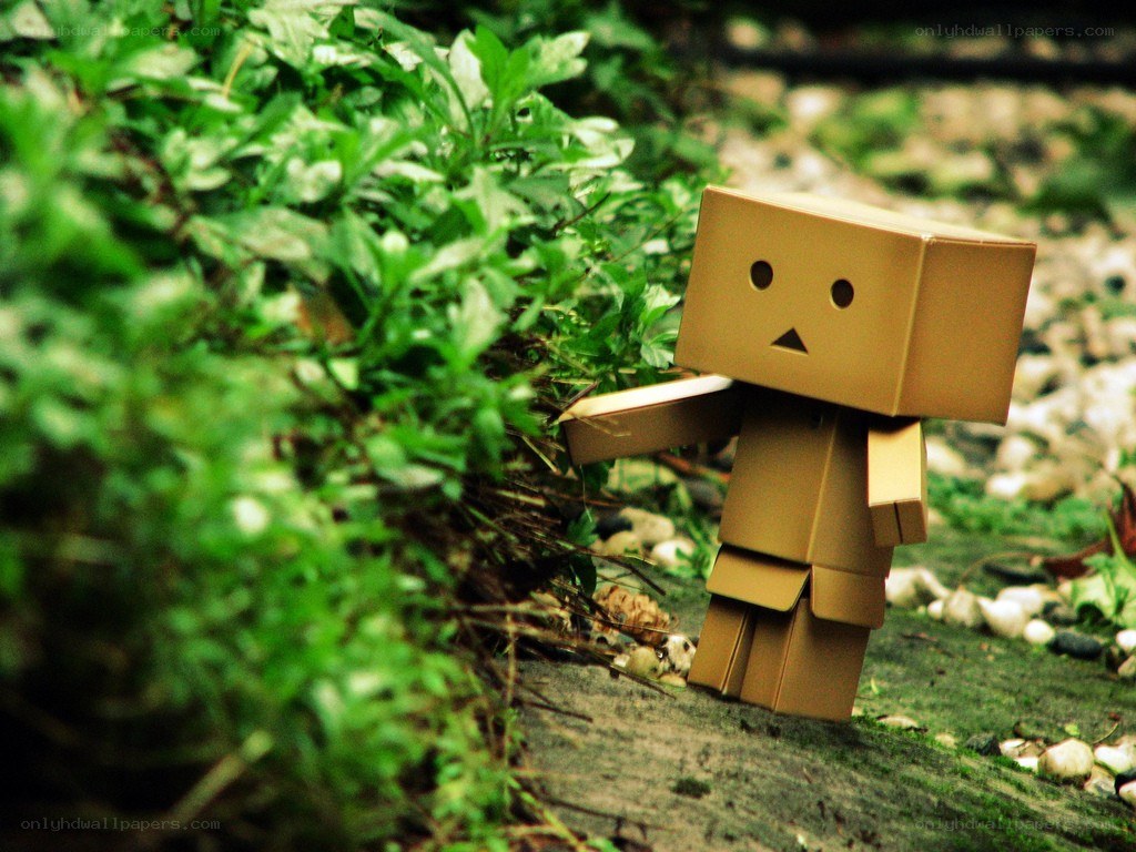 Cardboard figure in garden
