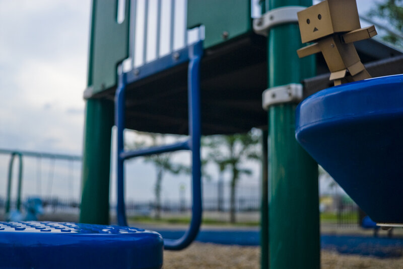 Cardboard figure on playground
