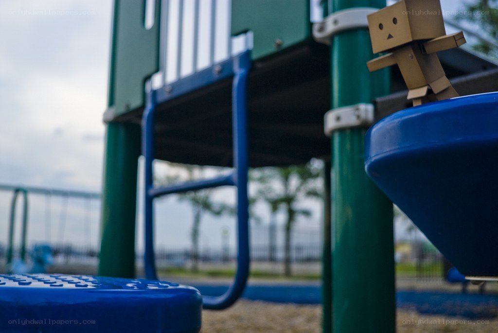 Cardboard figure on playground