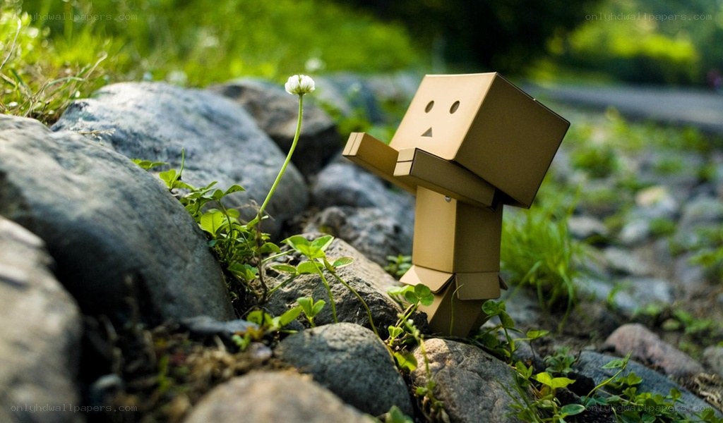 Cardboard figure with flower